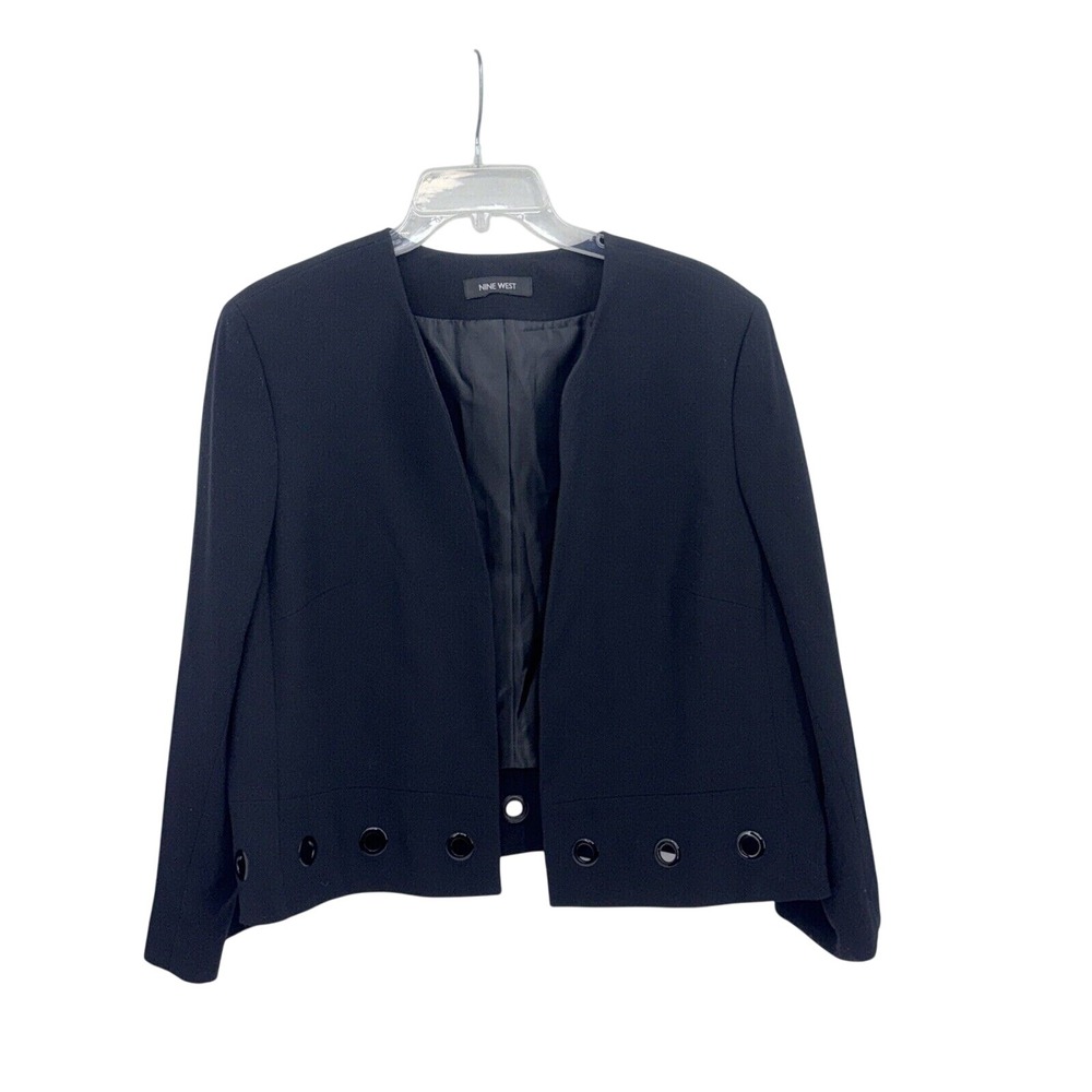 Nine West Women's 14 Black Long Sleeve Blazer Career Office Preppy Bikercore Y2K